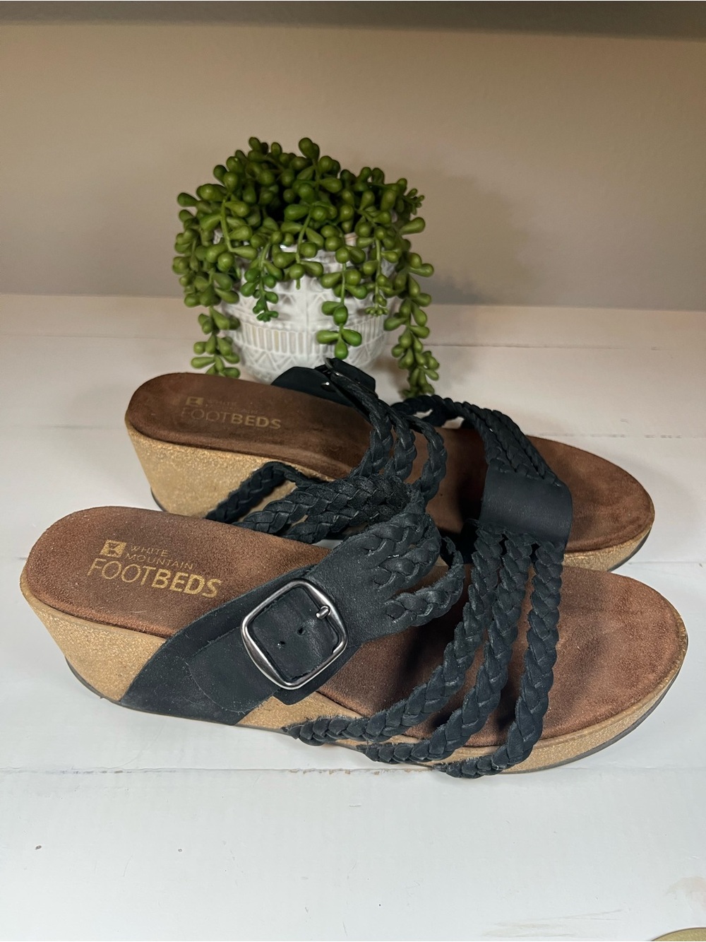 Women’s Black Braided Wedge Sandals